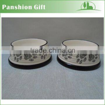 Factory price wholesale ceramic dog bowl with paw printed