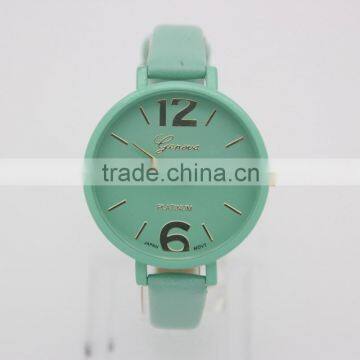 2016 new fashion small leather strap geneva watch women candy color casual jelly watch for ladies