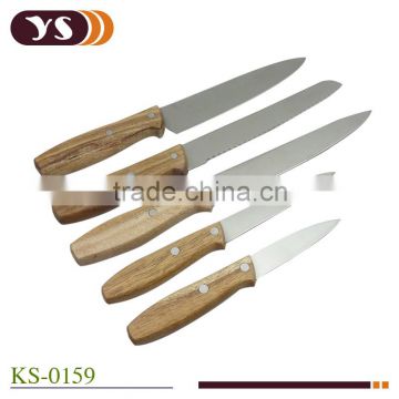 High quality 5pcs acacia wood handle kitchen knife set