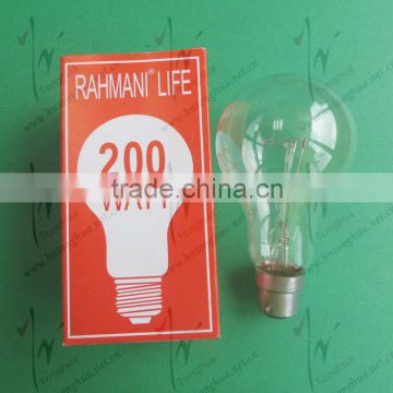 A70 Clear Bulb 200W, Frosted Bulb 200W B22/E27, 110-130V, 220-240V