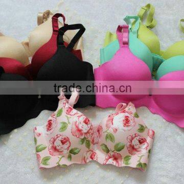 one piece seamless sexy flower print lady bra and panty set