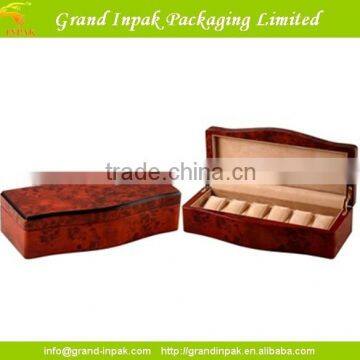 Stylish solid wooden watch dispaly box with paper veneer