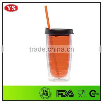 16oz Reusable Double Wall Bpa Free Plastic Tumbler With Straw photo-4