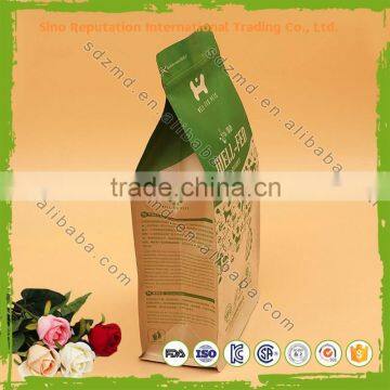 Custom Printed Quad Seal Flat Bottom Kraft Paper Brown Food Bags photo-2