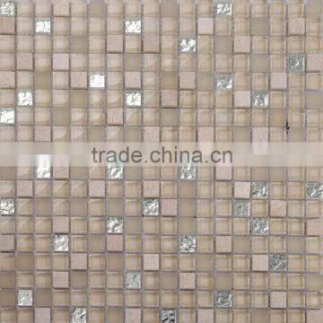 JTC-1310 backsplash decorative mosaic forsted crystal mosaic tile with stone and glass chips