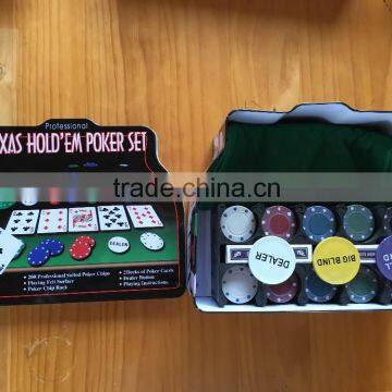 Texas hold'em poker set, casino poker set,200 chips clay chips