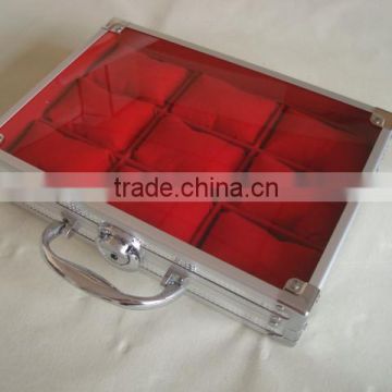 Stainless steel watch case,watch display trays with flannelette inner,aluminum pocket watch box