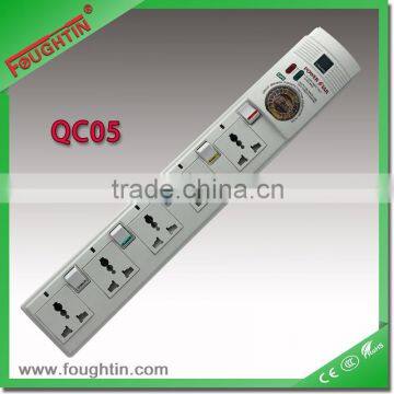 5Way multi socket extension cord with independent switch and neon socket extension