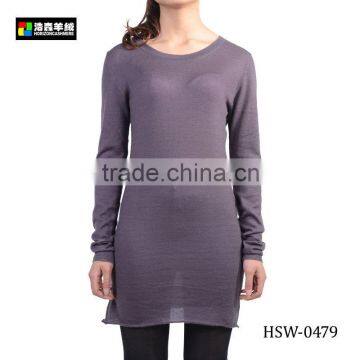 Women Fashion Cashmere Dress, Women Inornate Purple Long Dress