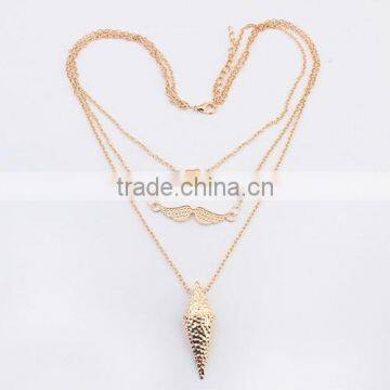 Gold plated multi layers of chain necklace