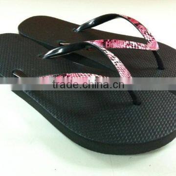 wholesales fancy snake pu beach summer rubber PE flipflops for women