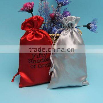 custom made colorful drawstring type china silk drawstring bag for sair extensions packing