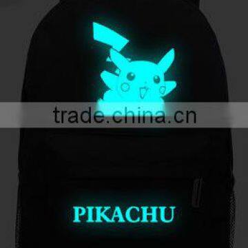 2016 creative Pokemon Pikachu school bag Luminous printed backpack for teenager