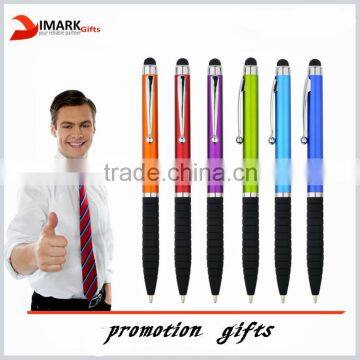 plastic twist ball pen with stylus touch rubber grip pen