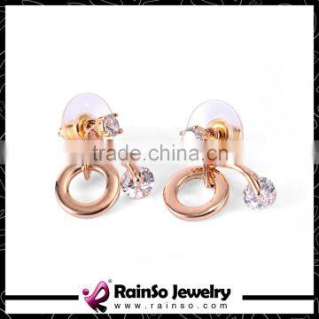 Luxury Zircon Crystal Stud Earrings Rose Gold Plated Jewelry for Women photo-2