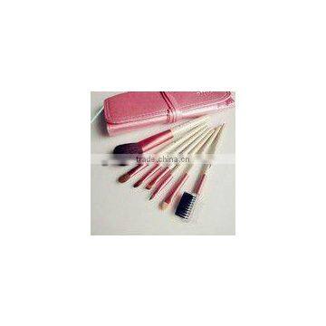 DANIWER 7pcs brush cosmetic make-up set Pink makeup brush belt