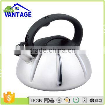 Black silicone handle water tea kettle stainless steel whistling kettle with capsulated bottom
