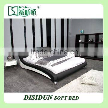 Modern design black leather king size bed DS-145