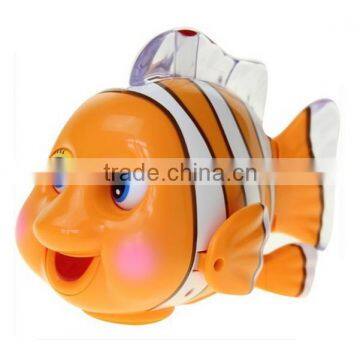 Custom Electric 3D Lights Clown Fish Toy with Flashing Song Bump for Baby/Make Own Baby Toys Electric Fish Sound & Music Factory