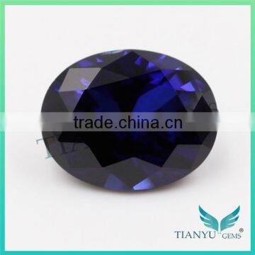 Wholesale Loose Synthetic Colored Stones #34 blue Oval Cut Sapphire Lab Creat Corundum gems for Jewelry price