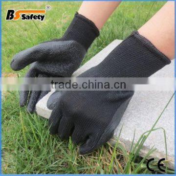 BSSAFETY Cheapest wrinkly foam latex work glove with 21 yarn thread