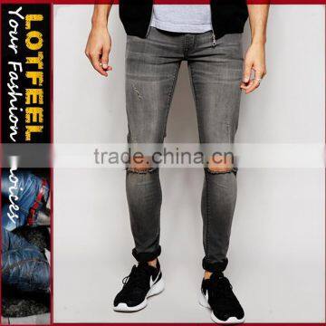 tight jeans Distressed denim man jeans pant with Rip Knee jeans online (LOTA012)