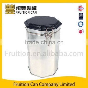 Tall Octagonal tin can metal tin box Use cookie tin Coffee tin tea tin