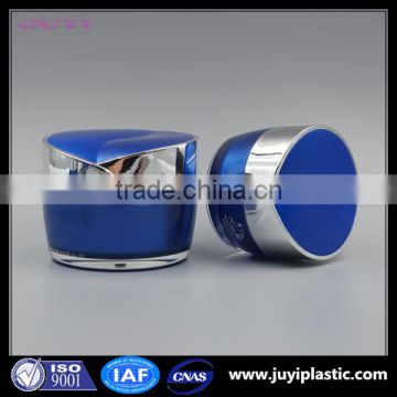 2016 New plastic cosmetic container,acrylic cosmetics cream jars container, luxury 15g 30g 50g blue cosmetic cream jar packagin