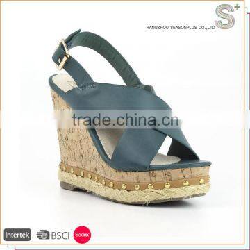 Custom logo comfortable wedge ladies espadrille shoes