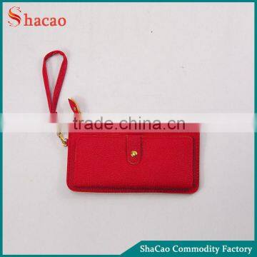 Red card holder cheap pu woman lady slim wallet cluth long