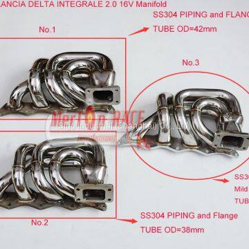 Mertop Race SS304 T3 Piping OD=42mm TURBO FLANGE COLLETTORE DI SCARICO MANIFOLD FOR LANCIA DELTA INTEGRALE 2.0 16V Fiat photo-2