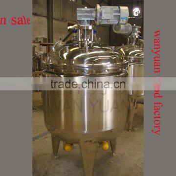 stainless steel mixing vessel with heating jacket and agitator