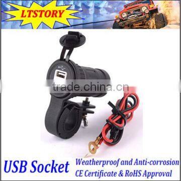 Motorcycles Car Waterproof Double USB Charger Adapter Socket 12-24V photo-3