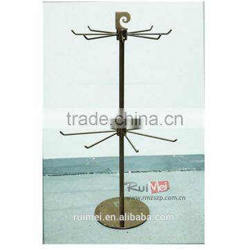 2-Level Detachable Spinning Counter Metal Wire Key Ring Display Stand