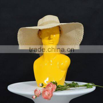 Fashion Fiberglass Yellow Female Mannequin Head For Scarf Display