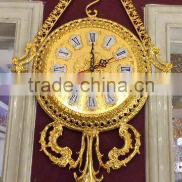 Elegant Rococo Style Wall Clock, 24K Gold Plated Home Decoration Wall Clock, Antique Copper Wall Art