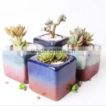 Attractive kiln glaze square mini ceramic flower pots