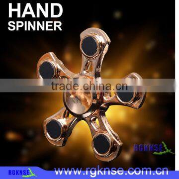 RGKNSE Metal Hand Spinner 5 Caps Fidget Spinner High Speed for long time Finger Spinner Fidget Toy for Adult