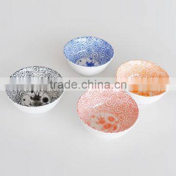 Stoneware Japanese Style Bowl in Handpainted Design or Decal Printing With Chopsticks Holder photo-3