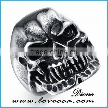 Punk Jewelry Vintage Titanium Silver Gothic Skull Biker Stainless Steel Mens Ring photo-5