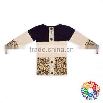 Black Champagne Leopard Long Sleeves Baby Girl Spring Wholesale t Shirts photo-3