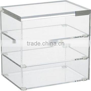 Acrylic lucite plexiglass three stacking boxes organizer set