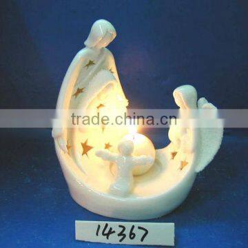 religious figurine porcelain candle holder with tea light