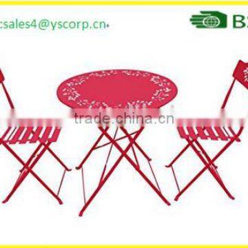 China Company Wholesale Cheap Outdoor Garden Patio Furniture Folding 3PC Table Chair Set Bistro Style Backyard Metal photo-2