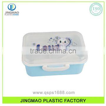Customized LOGO Retangular Double Layer Plastic Lunch Box With Spoon photo-3