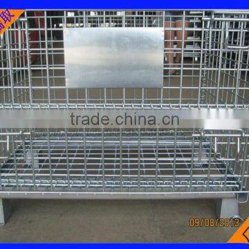 Folding warehouse roll metal steel storage cage with wheels