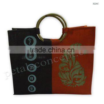 Bi Color Jute Shopping Bag for Gift - Exclusive Design With Sparkle Print photo-3
