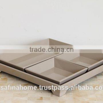 Set of 4 nested colored lacquer trays