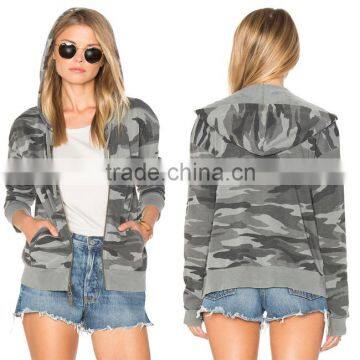 OEM Service Cheap Slim Fit Women Plain Camouflage Printed 80 Cotton 20 Polyester Hoodies With Hidden Pockets 2017