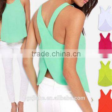 New 2016 Fashion Women Sleeveless Blouses Chiffon Casaul Tank Tops